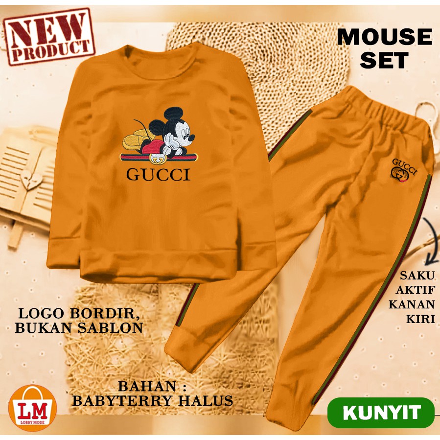 TERMURAH TERLARIS Pakaian Setelan Baju Celana Olahraga Wanita MOUSE Babyterry Adem Full Bordir LMS 21456 21460