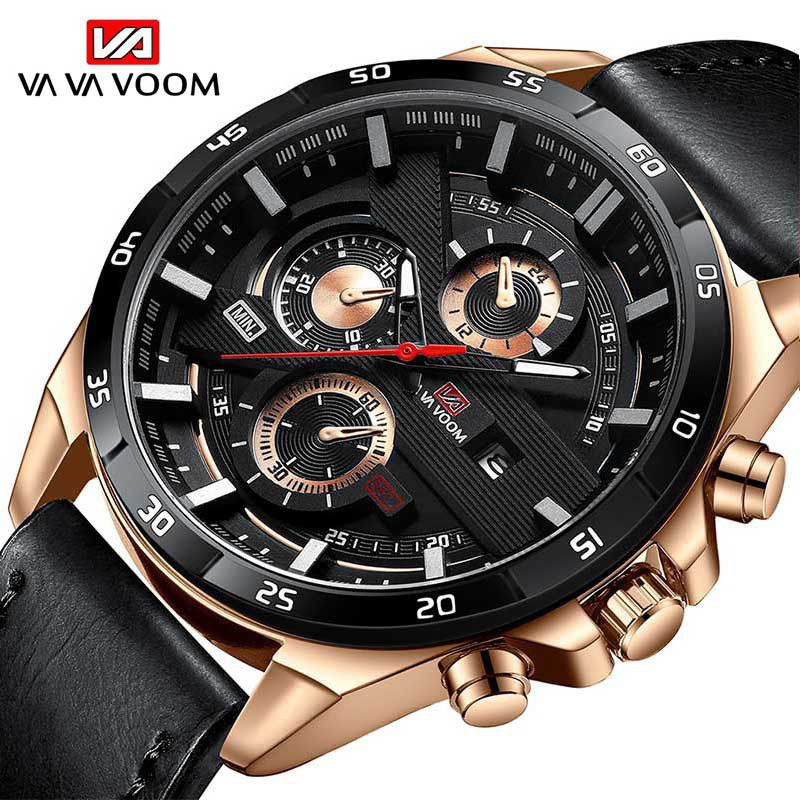 JAM TANGAN PRIA ANTI AIR VAVAVOOM KULIT BISNIS FASHION PRIA