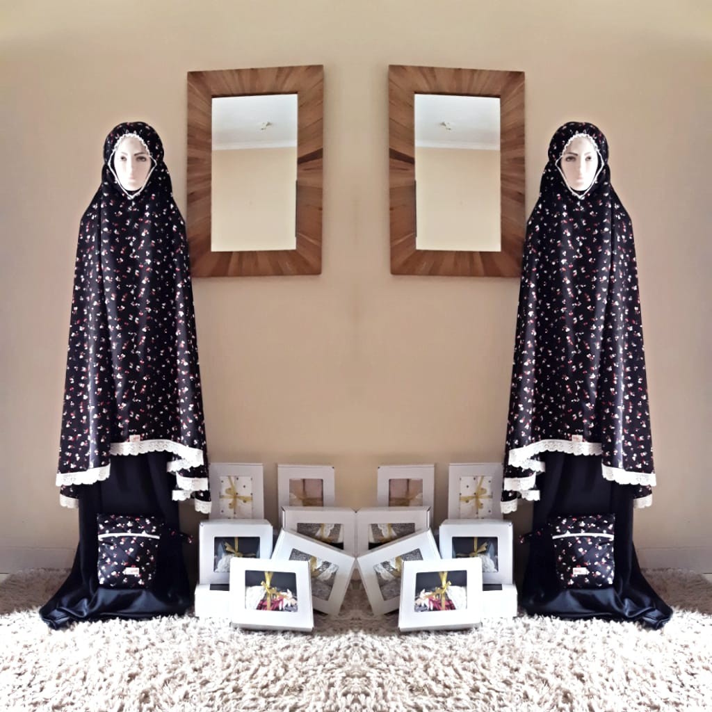 Mukena Rasya Motif Premium Hitam