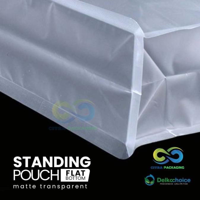 STANDING POUCH MAKANAN FLAT BOTTOM ZIPLOCK TRANSPARAN BURAM 18X26 bisa cod