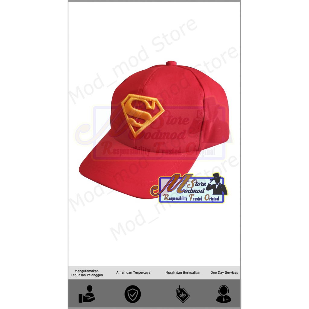 TOPI ANAK BORDIR SUPERMAN / TOPI ANAK SUPERMAN / TOPI ANAK LOGO SUPERMAN - DRILL - ega_modmod_store-1
