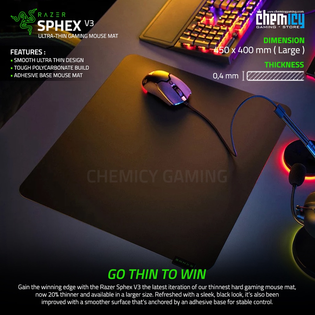 Razer Sphex V3 Hard Surface Gaming Mousepad - Large