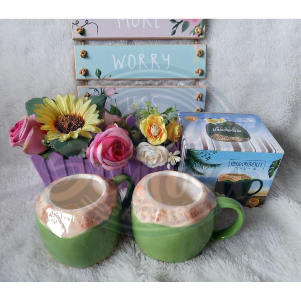 Mug kelapa muda cangkir gelas keramik