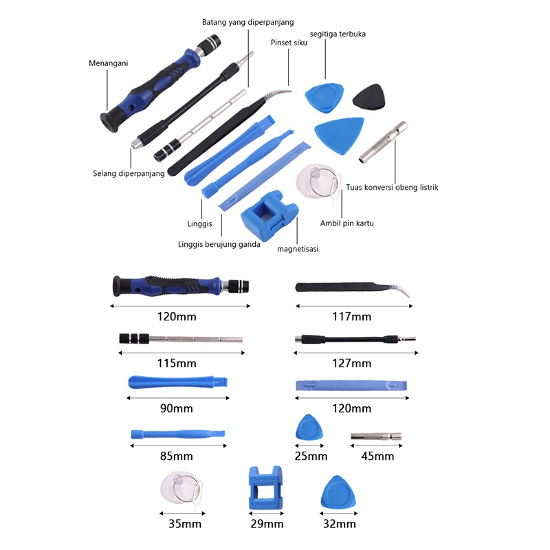 115 in 1 Screwdriver Set Reparasi Smartphone Laptop Mini Precision Insulated Gray