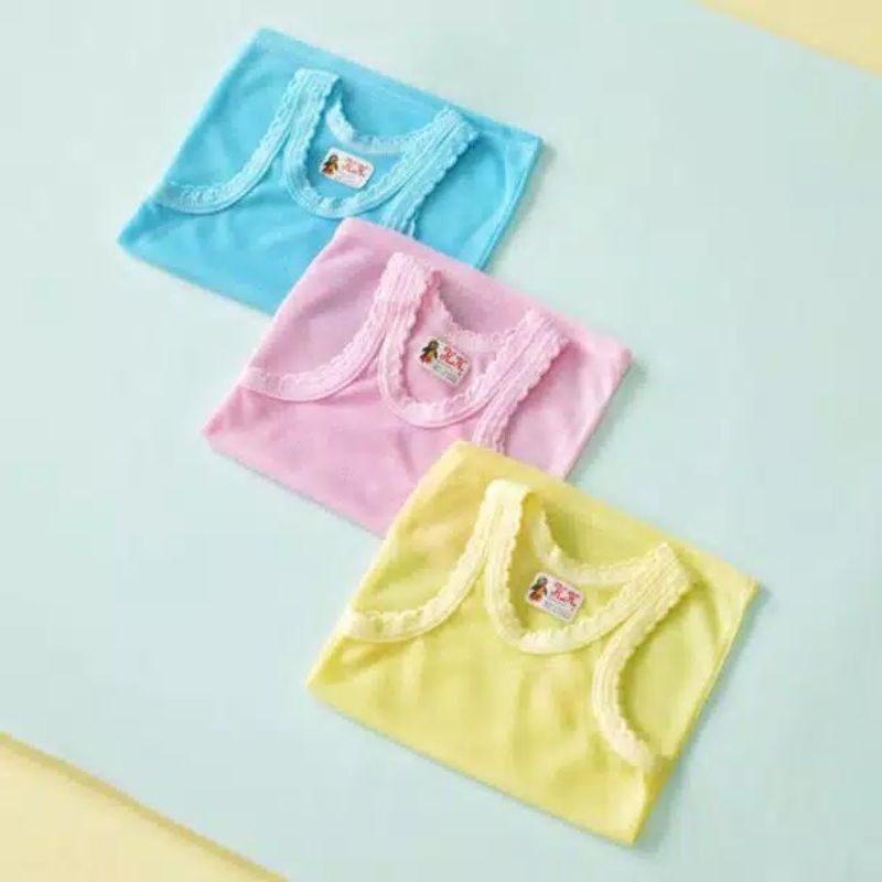 1 Lusin / 12 Pcs Kaos Dalam Bayi Singlet Bayi Warna