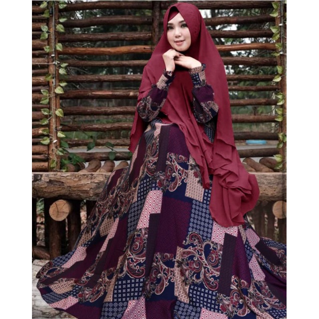 Marisa  maxi Gamis Monalisa Premium Motif Batik Pakaian Wanita Fashion Muslim