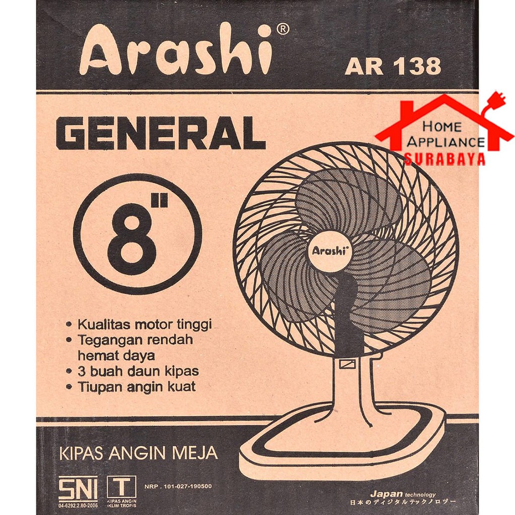 Kipas Angin Meja Duduk Desk General Fan Arashi AR 138 8 Inch 8&quot;