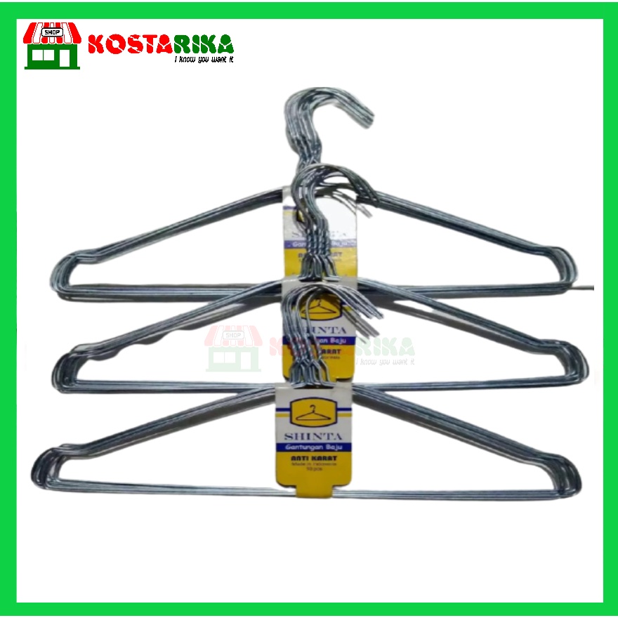 Hanger Kawat STAINLESS Gantungan Baju ISI 10 PCS Hanger Baju