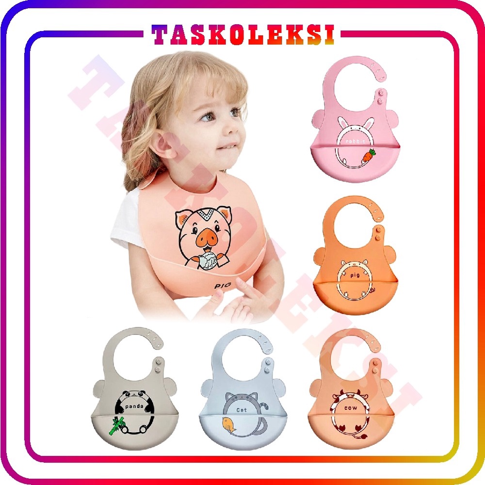 ☛TK☚ R586 Celemek Makan Bayi Baby BIB Slabber Full Silikon