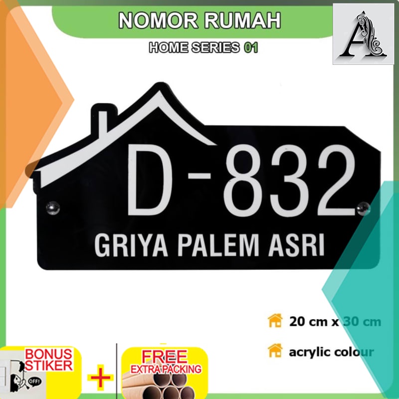 

Grosir Nomor Rumah Akrilik Home Series 01 20X30CM - Hitam
