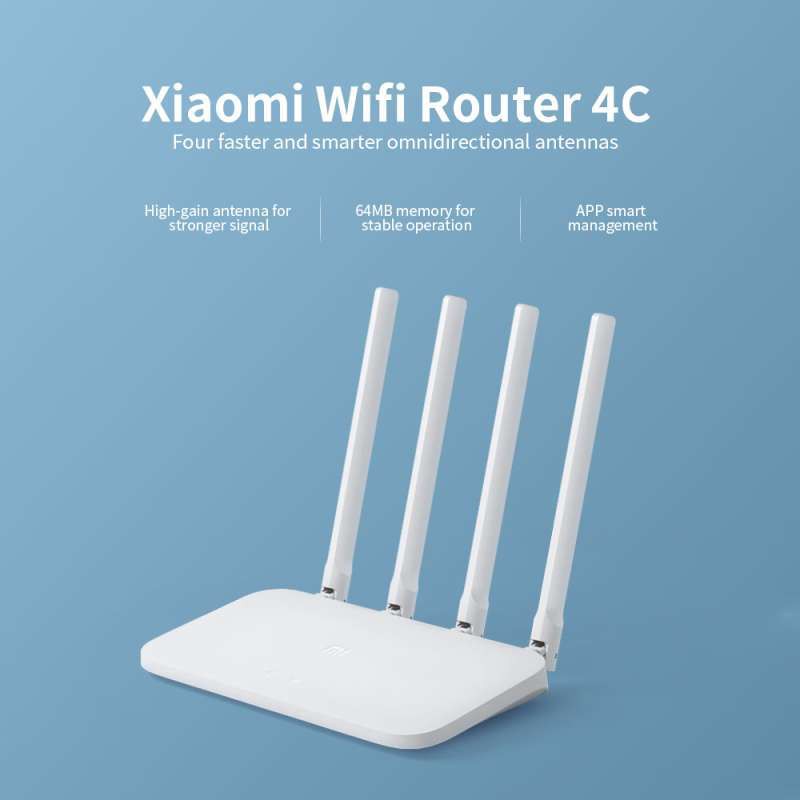 XIAOMI MI ROUTER 4C 4 ANTENA OMNIDIRECTIONAL MEMORI 64 MB 300MBPS 2.4GHZ SMART CONTROL