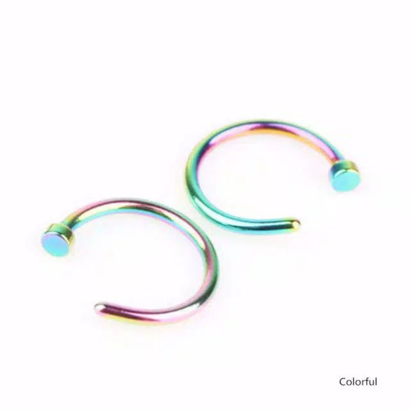 1Pc anting Hidung Bulat Kecil Bahan Stainless steel Tipis Pria wanita TERMURAH
