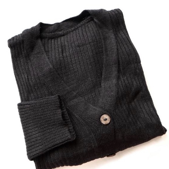 CARDIGAN RAJUT WANITA || KARDIGAN BASIC POLOS CEWEK CROP CARDY WILLY PREMIUM || OUTER KNITTED CARDI-Hitam