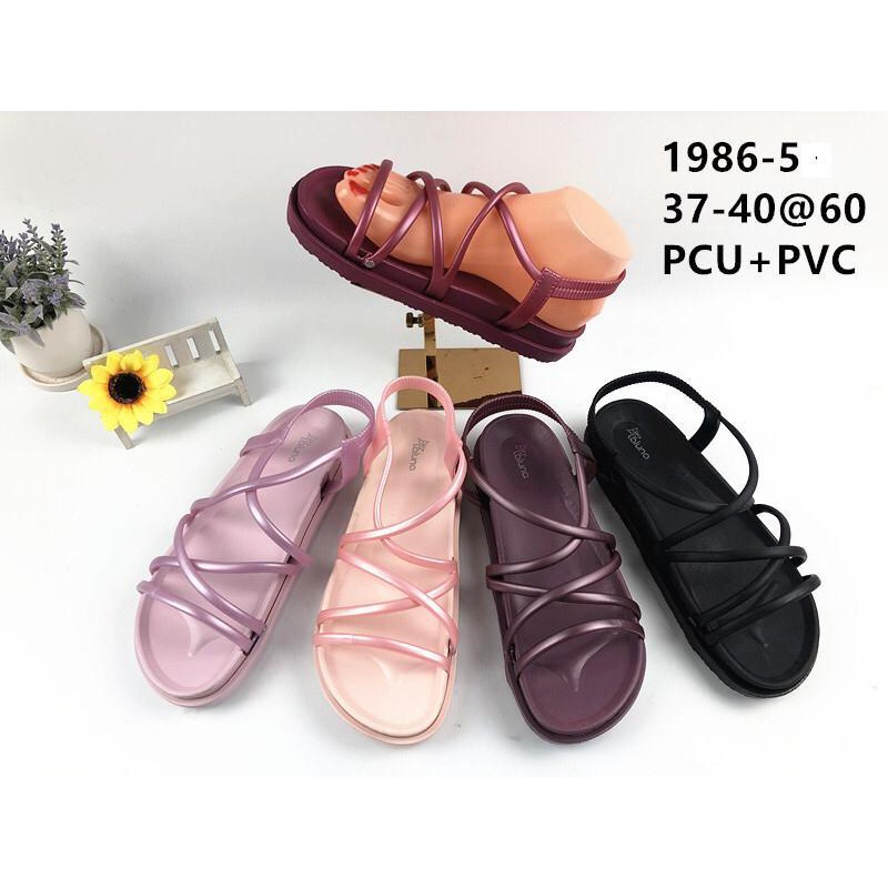 1990-2 Sandal Jelly PLATFORM Tali Kecil karet Import / Sandal Jelly Karet Import