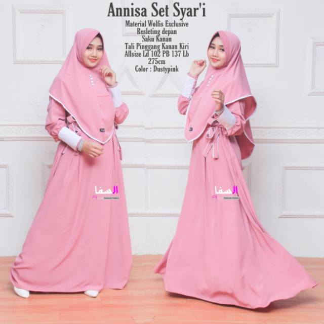 Gamis Set Syar'i wolfis Annisa Ori Alsava