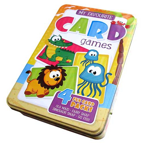 

(TINBOX-CARD-FAVO) My Favourite Card Games Tin Box (4 Fun Card Packs: Old Maid, Fairy Snap, etc)