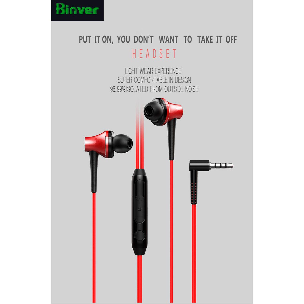 Binver MD7 Gaming Earphone With Microphone