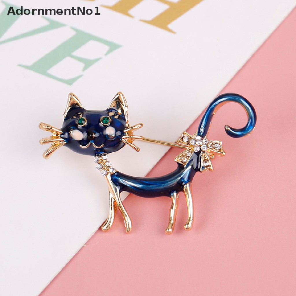 (AdornmentNo1) Bros / Pin Casual Bentuk Kucing Biru Untuk Aksesoris Wanita / Kantor