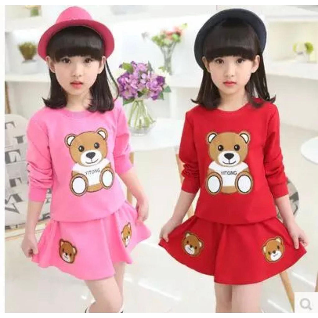 Setelan Rok anak perempuan baju panda anak perempuan terbaru 1-7 Tahun