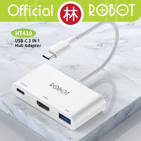 ROBOT HT430 3 in 1 USB C HUB Adapter With HDMI 4K PD 100W USB 3.0