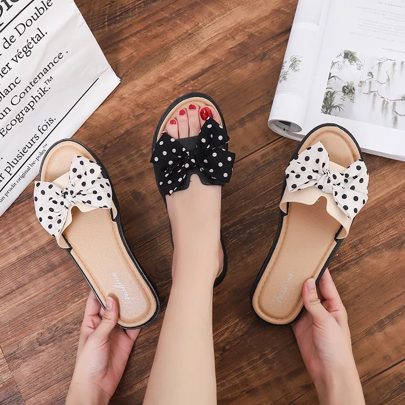(FY) Sandal Wanita Sandal Slop Wanita Model Pita Polkadot Fashion Korea Import Real Pict