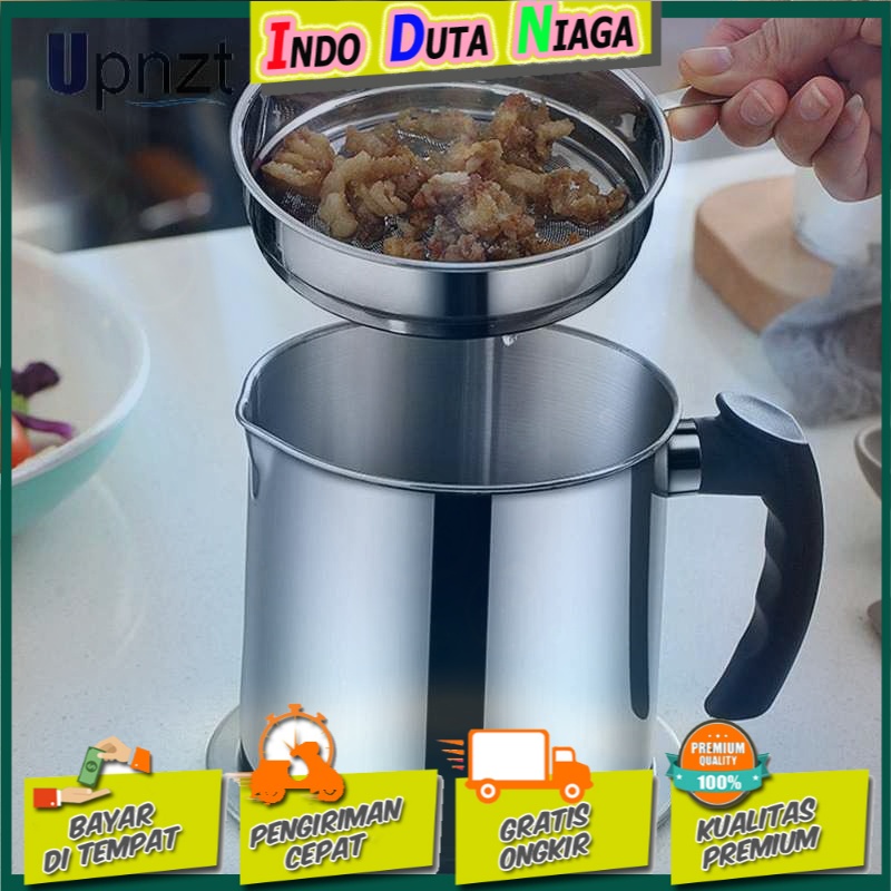 GRAVYO Panci Saringan Minyak Oil Strainer Pot Stainless Steel 1.3L