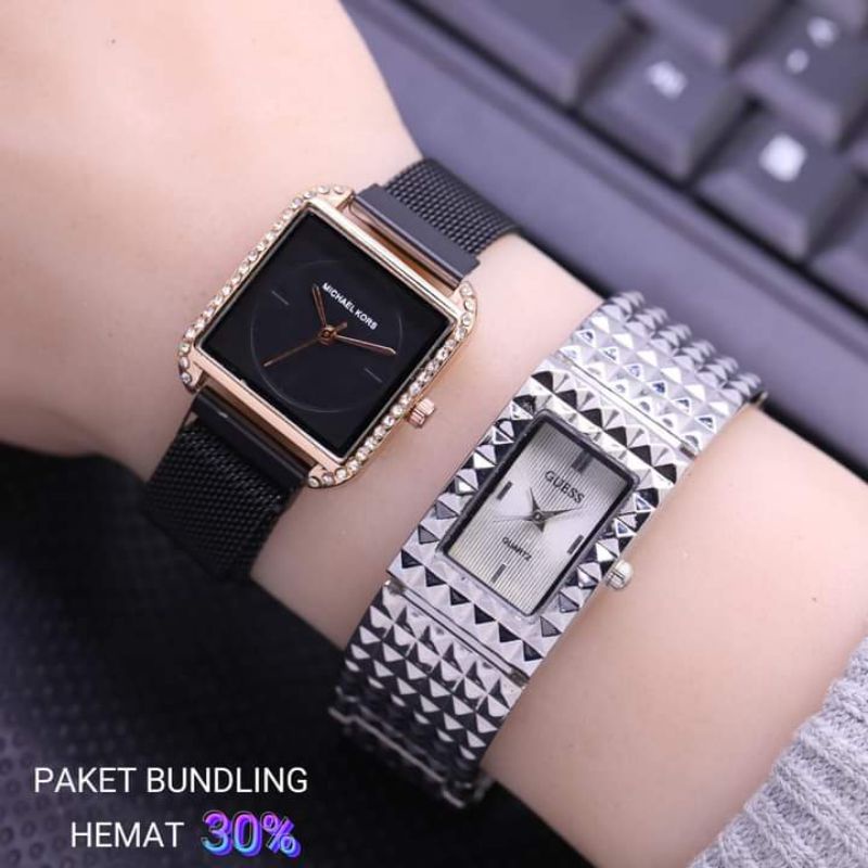 JAM TANGAN WANITA MK RANTAI PASIR FREE 1 JAM 2,4CM