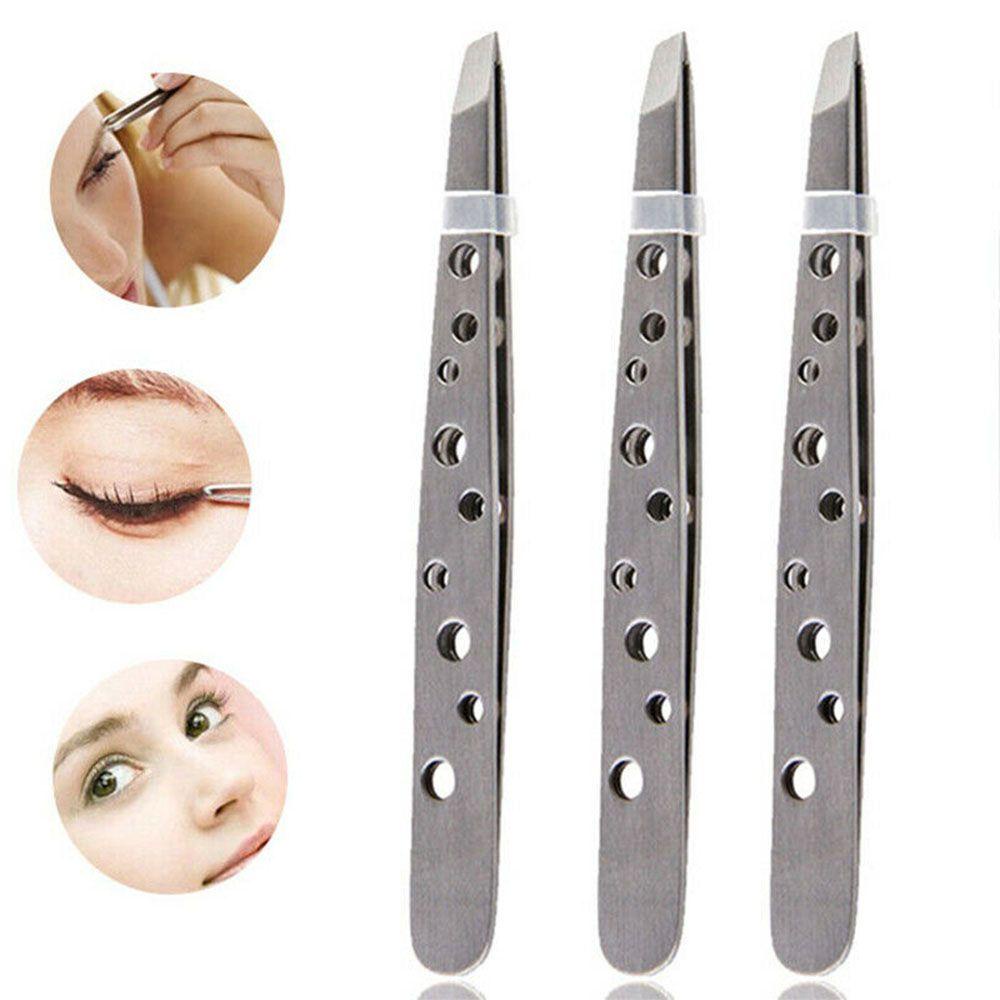 Rebuy Pinset Profesional Stainless Steel Jenggot Pinset Alat Makeup Klip Alis Bevel