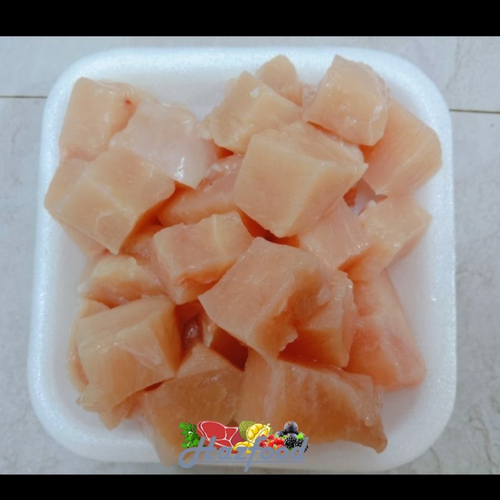

CHICKEN SAIKORO CUBES STEAK DAGING FILET AYAM BONELESS CUBE 250 GRAM