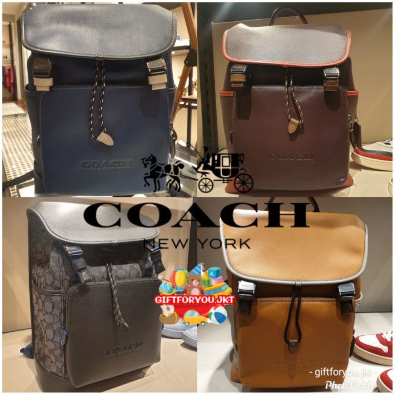 Coach League Flap Backpack Tas Punggung Ransel Pria Fashion Branded Premium Collection Koleksi Gift 