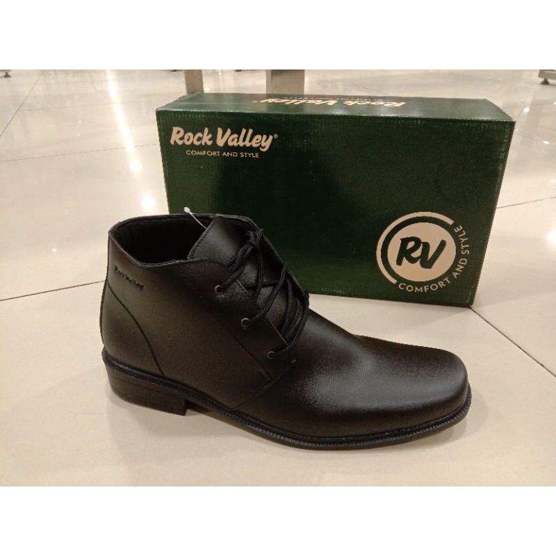Sepatu boots model brodo pria sepatu kerja sepatu kantor sepatu kulit sintetis Rock valley D17.005