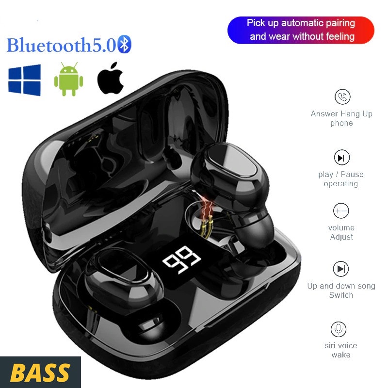 ▬◕BASS Headset Bluetooth TWS Bluetooth Wireless Earphone Gaming Handsfree Super Bass Headphone Nirka