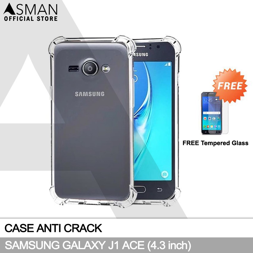 Anti Crack Samsung Galaxy J1 Ace (4.3&quot;) | Soft Case Anti Bentur + FREE Tempered Glass