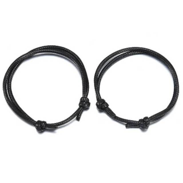 Gelang Hitam Polos Korea / Gelang Tali Prusik Simple Minimalis