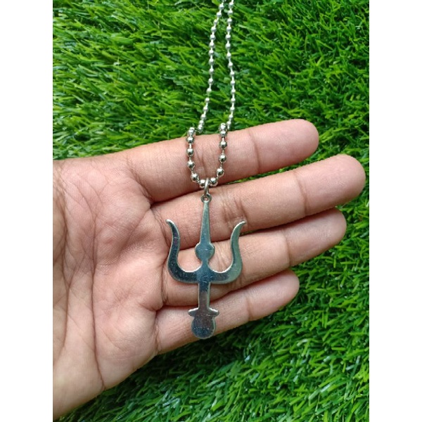 Kalung Trisula Pagar Nusa - Kalung Monel TRISULA PN - Kalung Monel Model Biji Merica &amp; Bandulan Liontin Lambang Perguruan Pencak Silat Pagar Nusa PN