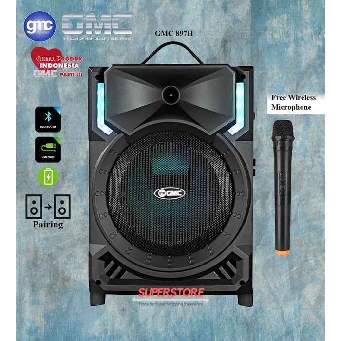 Speaker Aktif Portable GMC 897H Bluetooth Super Sound Garansi Resmi Berkualitas