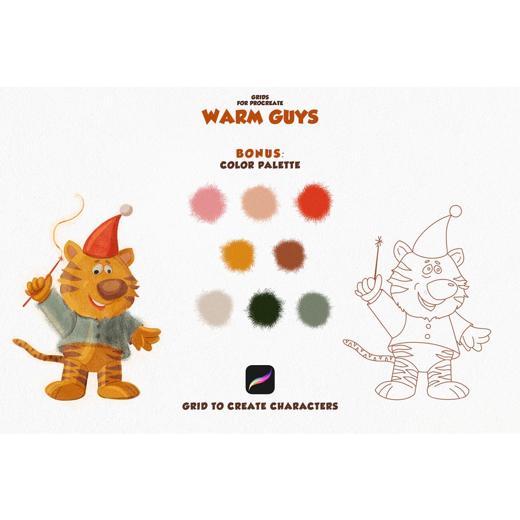 Procreate Brush - Warm Guys Grid for Procreate