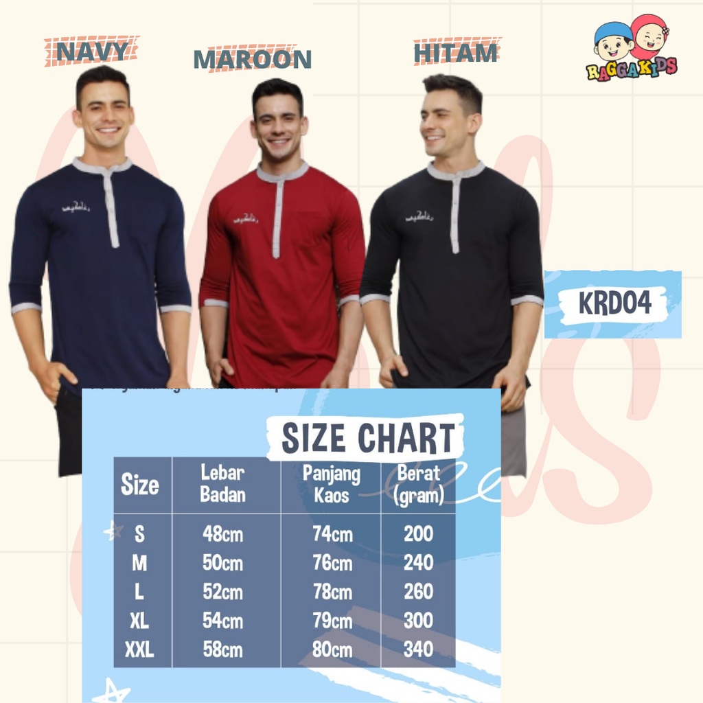 Baju Koko kaos kurta bahan katun premium berkualitas bahan adem KR04 KRD04