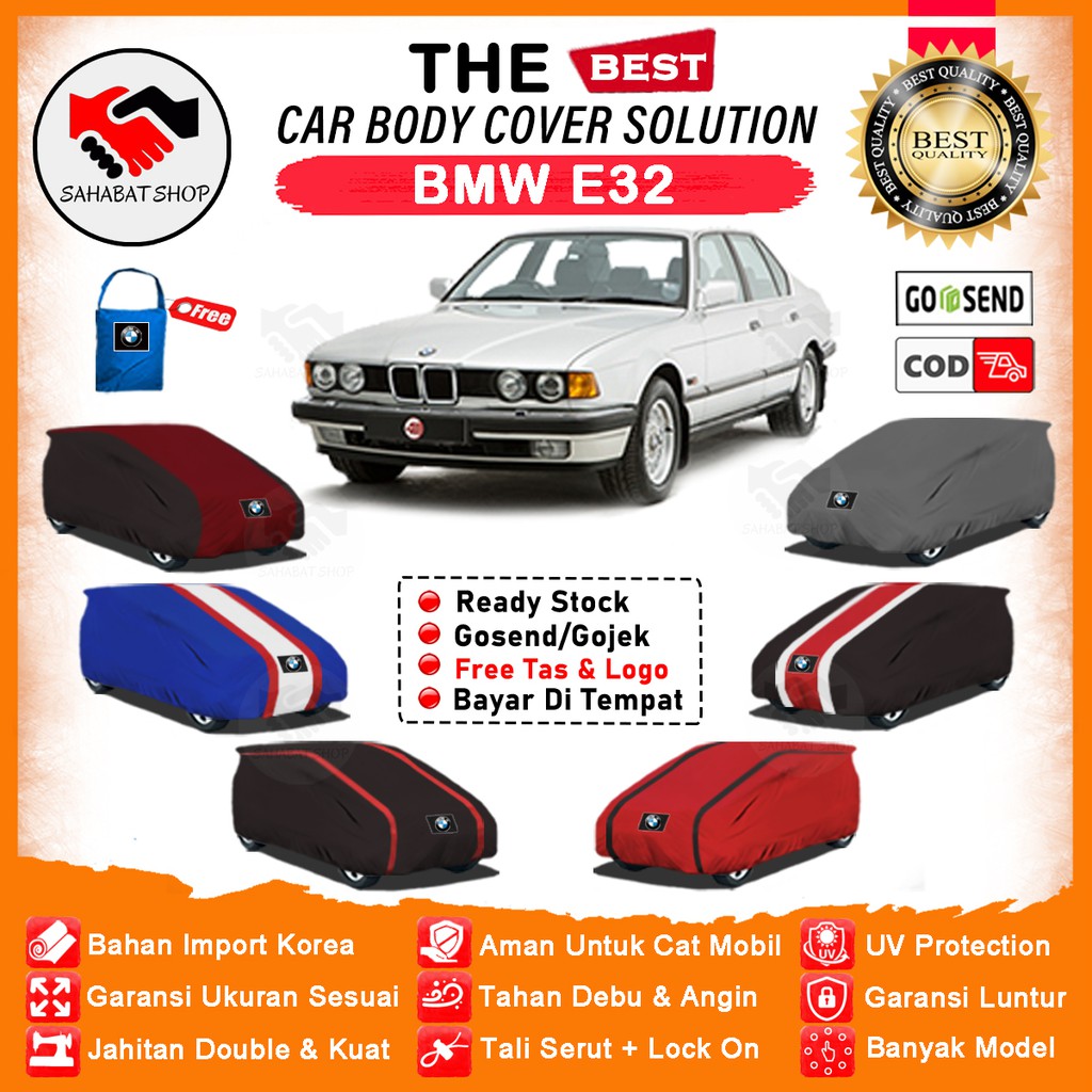 Sahabat Body Cover Mobil BMW Seri 7 / Sarung Penutup BMW Seri 7 E-32 Outdoor / Tutup Mantol Pelindung Selimut Jas Mantol Kerudung Kelambu Terpal Tutupan Bungkus Kerodong Pembungkus Mobil Sedan BMW E32 Waterproof Anti Air Model Orange