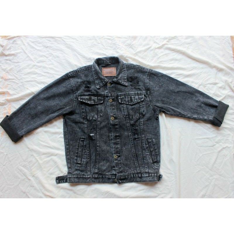 JAKET JEANS PREMIUM LEVI'S COWO CEWEK SNOW OVERSIZE SOBEK-Hitam snow sobek