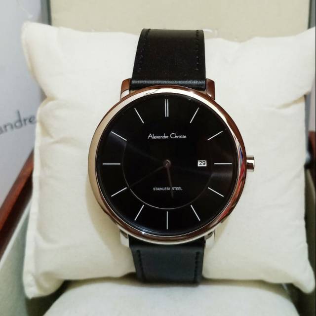 Jam tangan pria Alexandre Christie AC 8589 Silver Black Original