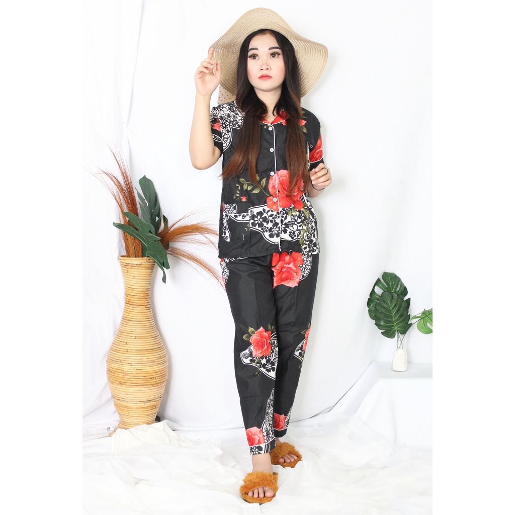 OKHISHOP - CP1 Piyama Pajamas CP Baju Tidur Piyama Wanita Dewasa Setelan CP Motif Trendy Karakter Kotak Guilen-CP Butterflow