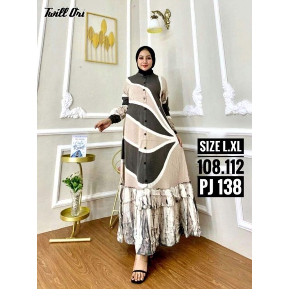 Gamis Twill Ori Gamis Batik Cap Malaman Karetan Gamis Batik Busui Friendly Kancing Depan Model Rempe