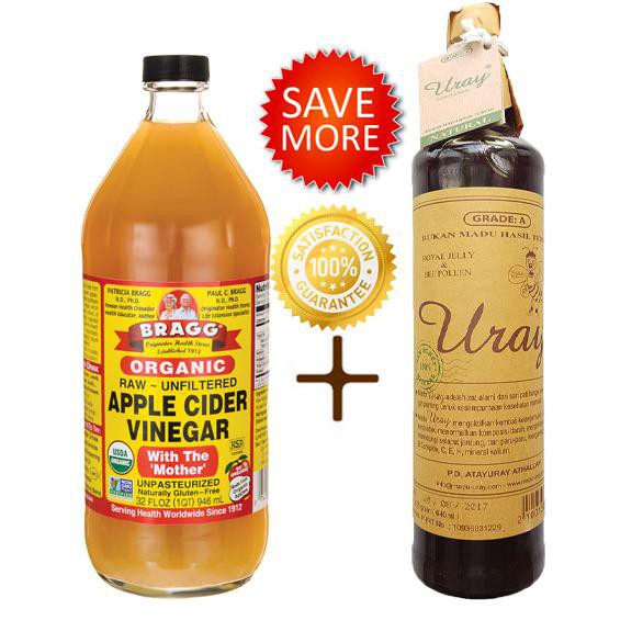 

HOT SALE BRAGG APPLE CIDER VINEGAR 946 ML + MADU URAY 640 ML