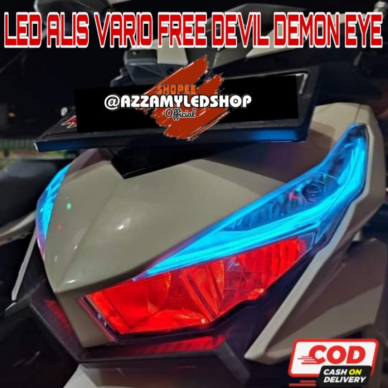 Paket lampu motor DRL alis lampu alis vario 125 vario 150 tahun 2015 2016 2017 2018 free demon eye devil eye