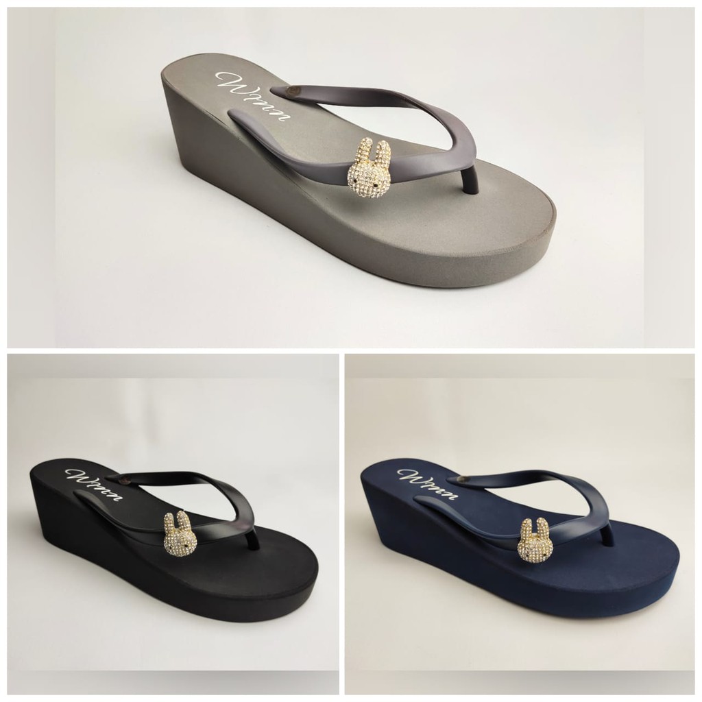 Sandal Flip Wedges Winn K01-06 Pin Rabbit Sandal Wedged Wanita