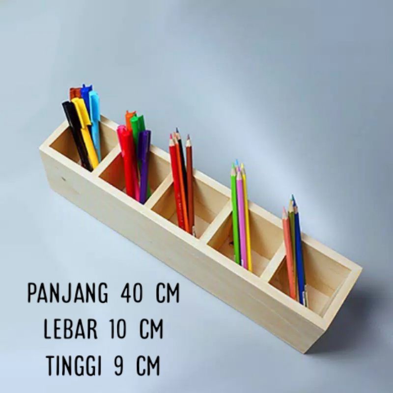rak pensil kayu / tempat pensil kayu / rak pensil / kotak pensil / kotak serbaguna