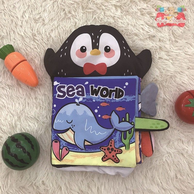 Puppet Softbook Buku Cerita Bayi Anak BUSY BOOK Soft Book Montessori 3D book Jungle Activity