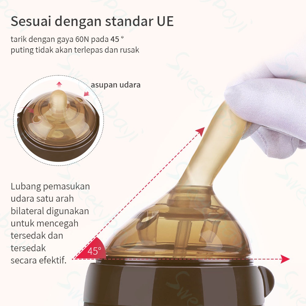 Piko Bello Botol susu Bayi Silikon Leher Lebar botol dengan sedotan