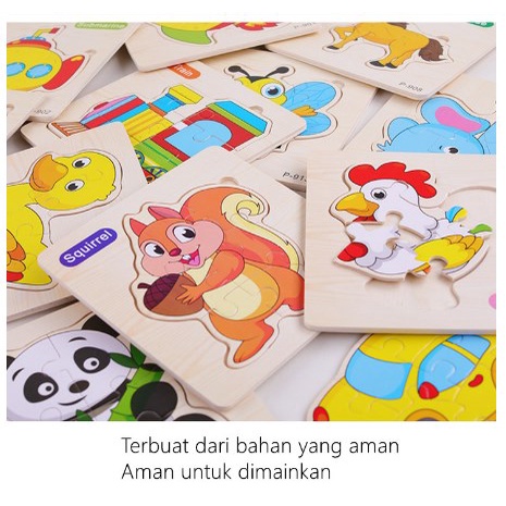 MAINAN PUZZLE KAYU ANAK HEWAN KARTUN/MAINAN EDUKASI ANAK BAYI / WOODEN PUZZLE TOYS | FADHILAH SHOP BJB